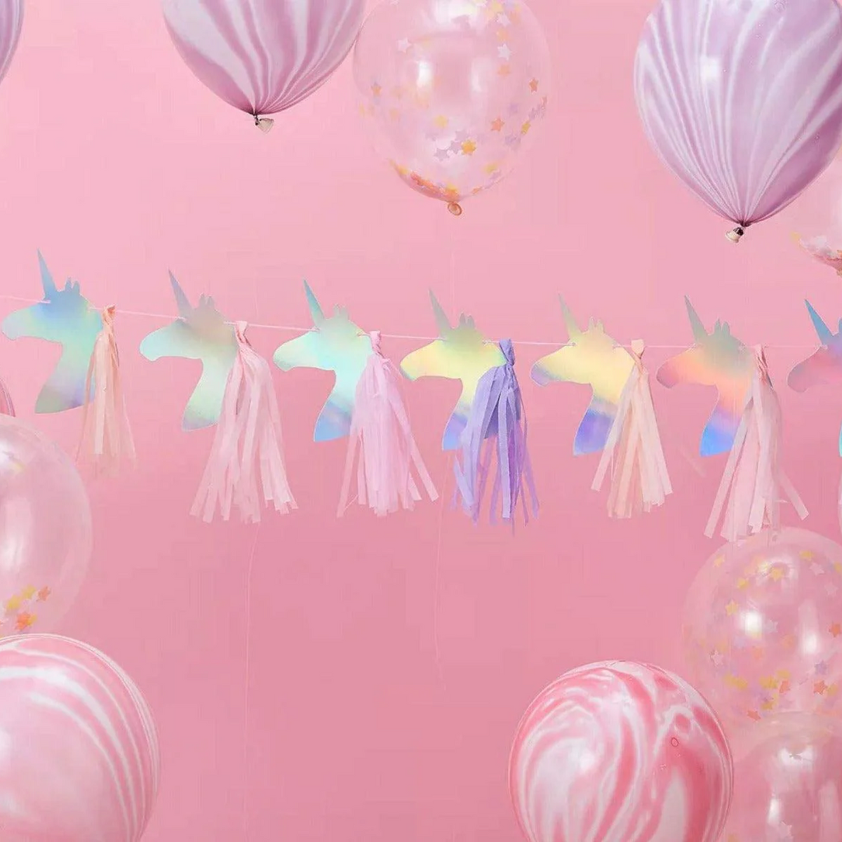 Iridescent Foiled Unicorn Tassel Garland