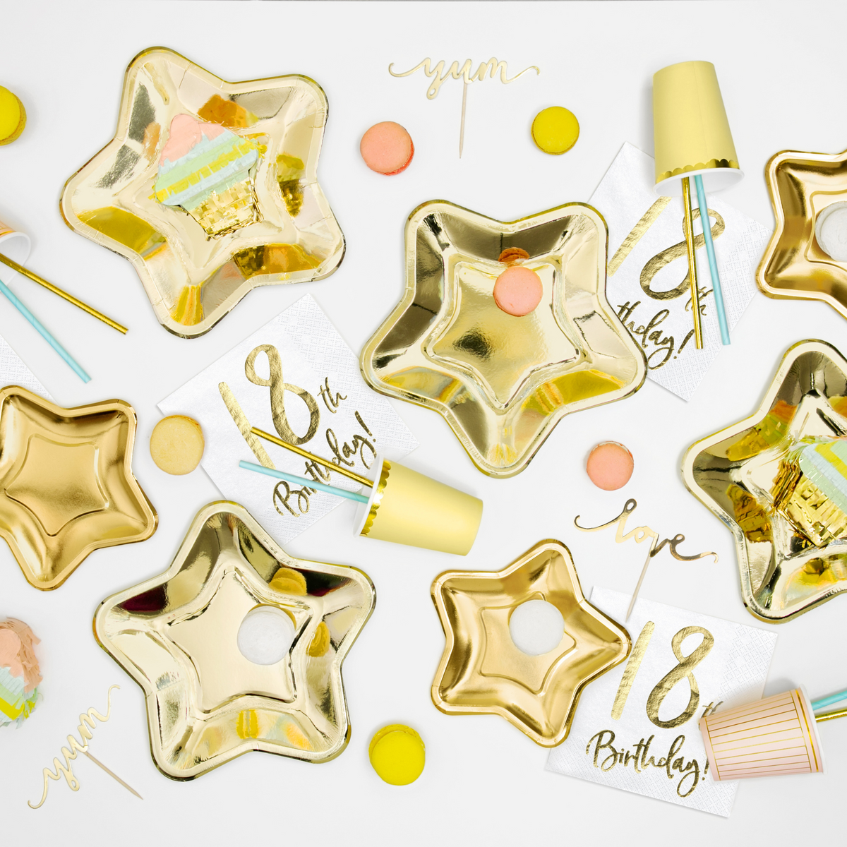 Golden Star shaped 9-inch Paper Plates Set