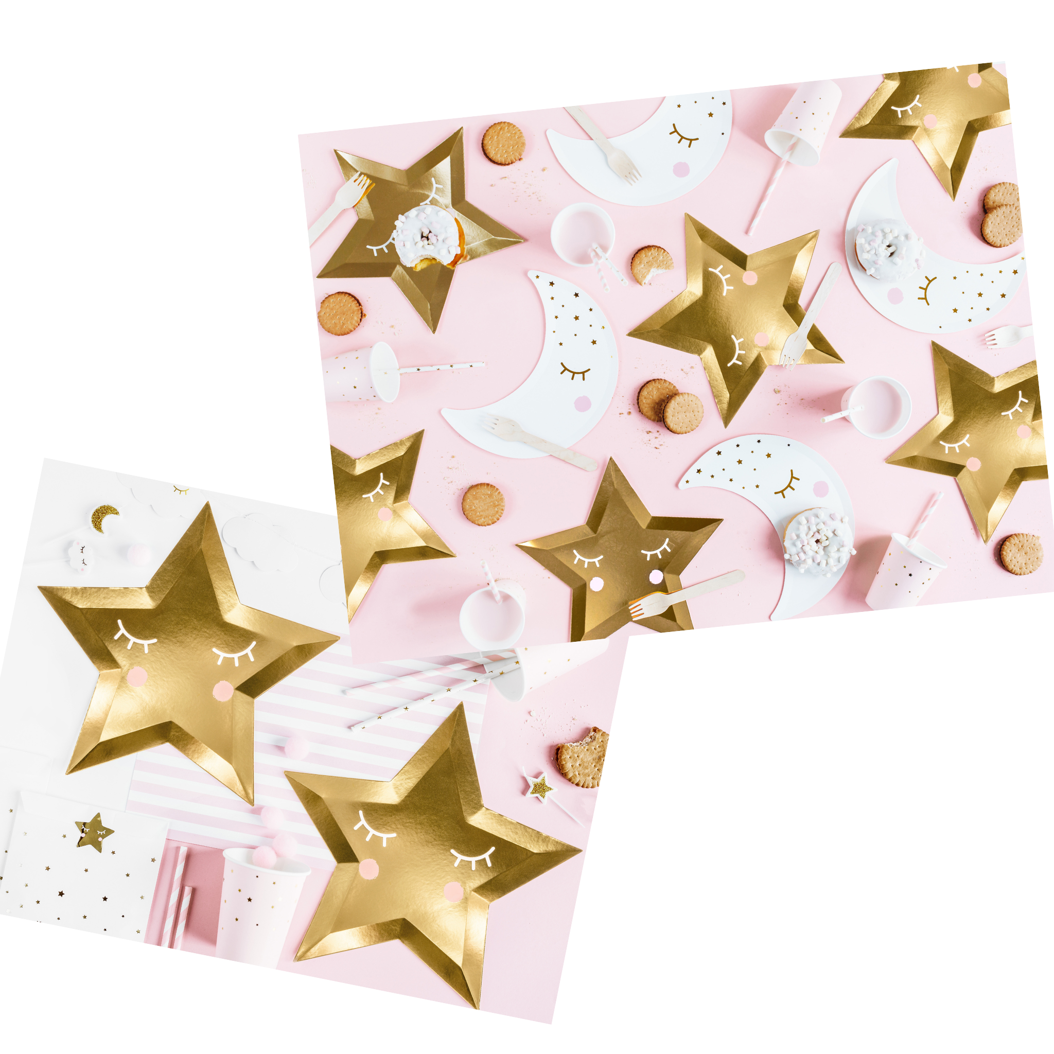 Golden Star-Shaped Paper Plates Set