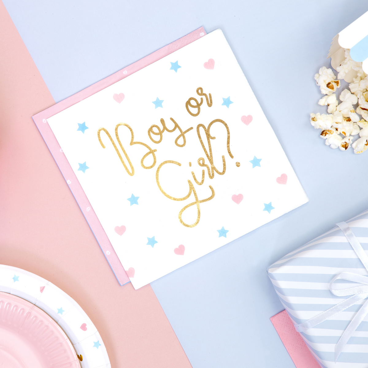 Foil Stamped Paper Napkins Set - Boy or Girl
