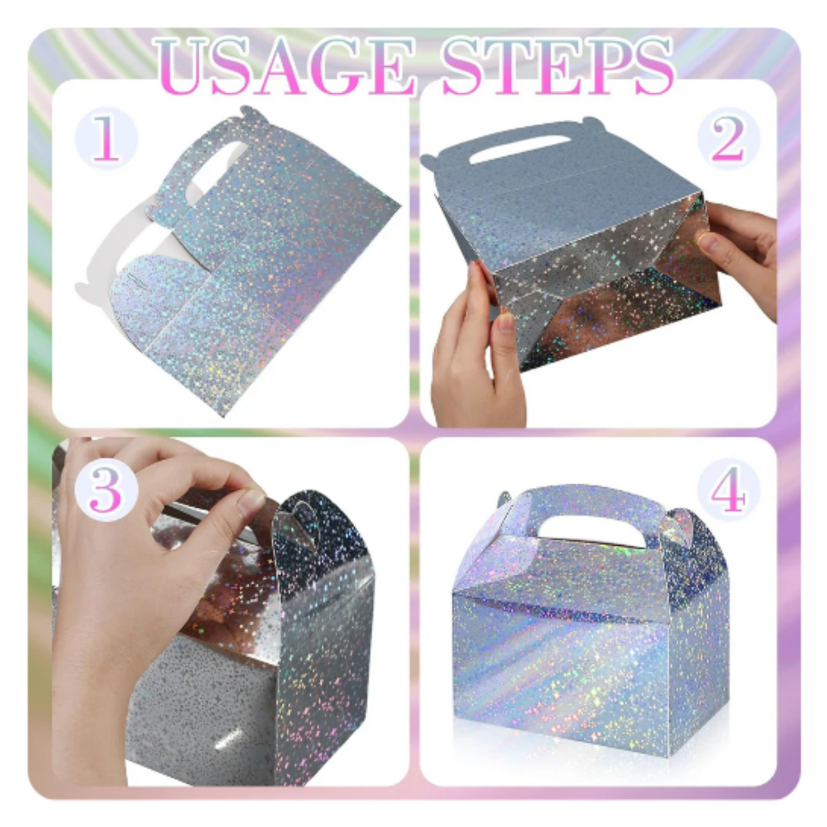 Metallic Iridescent Gift Boxes Set 16.5x9x8cm