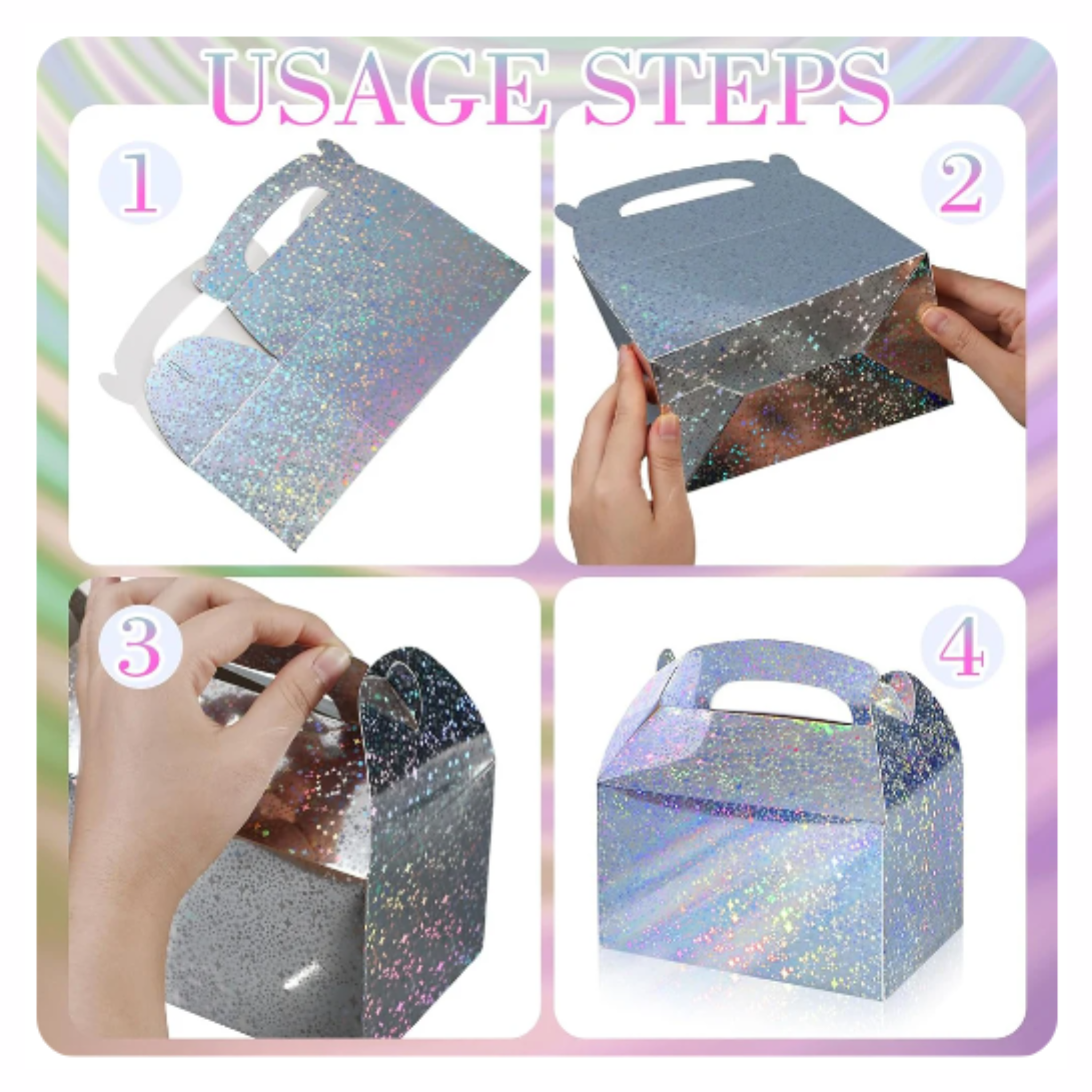 Metallic Iridescent Gift Boxes Set