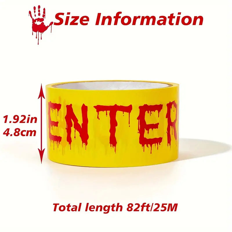 Caution Tape with Bloody Handprints - 24.99meter