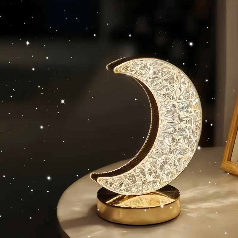 Ramadan Moon LED Decorative Table Lamp with Sparkling Crystals