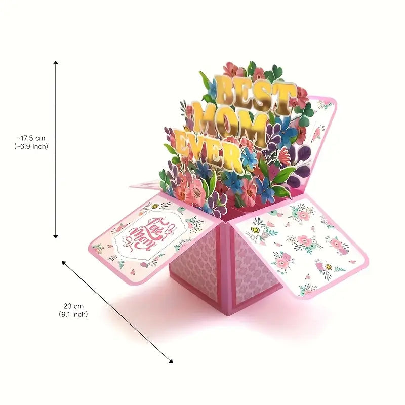 Mother's Day Card, Pop Up  3D Paper Flower Bouquet Greeting Card