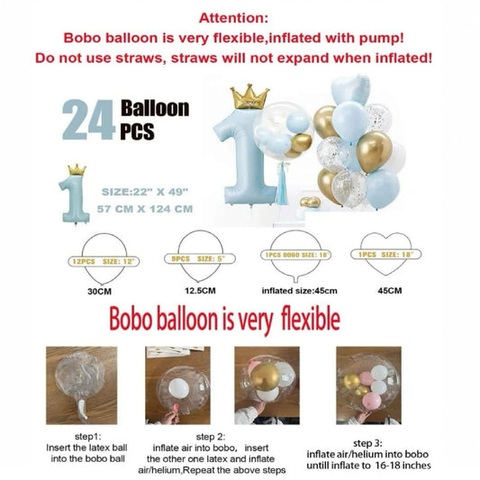 Happy 1st Birthday Balloon Set (Blue)