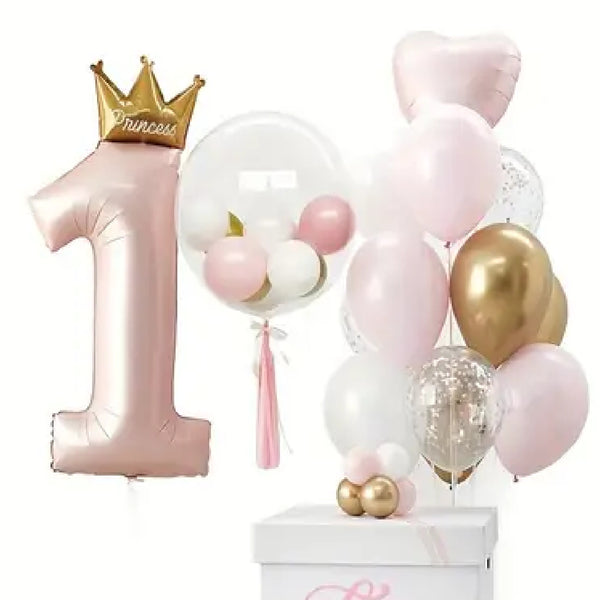 Happy 1st Birthday Balloon Set (Pink)