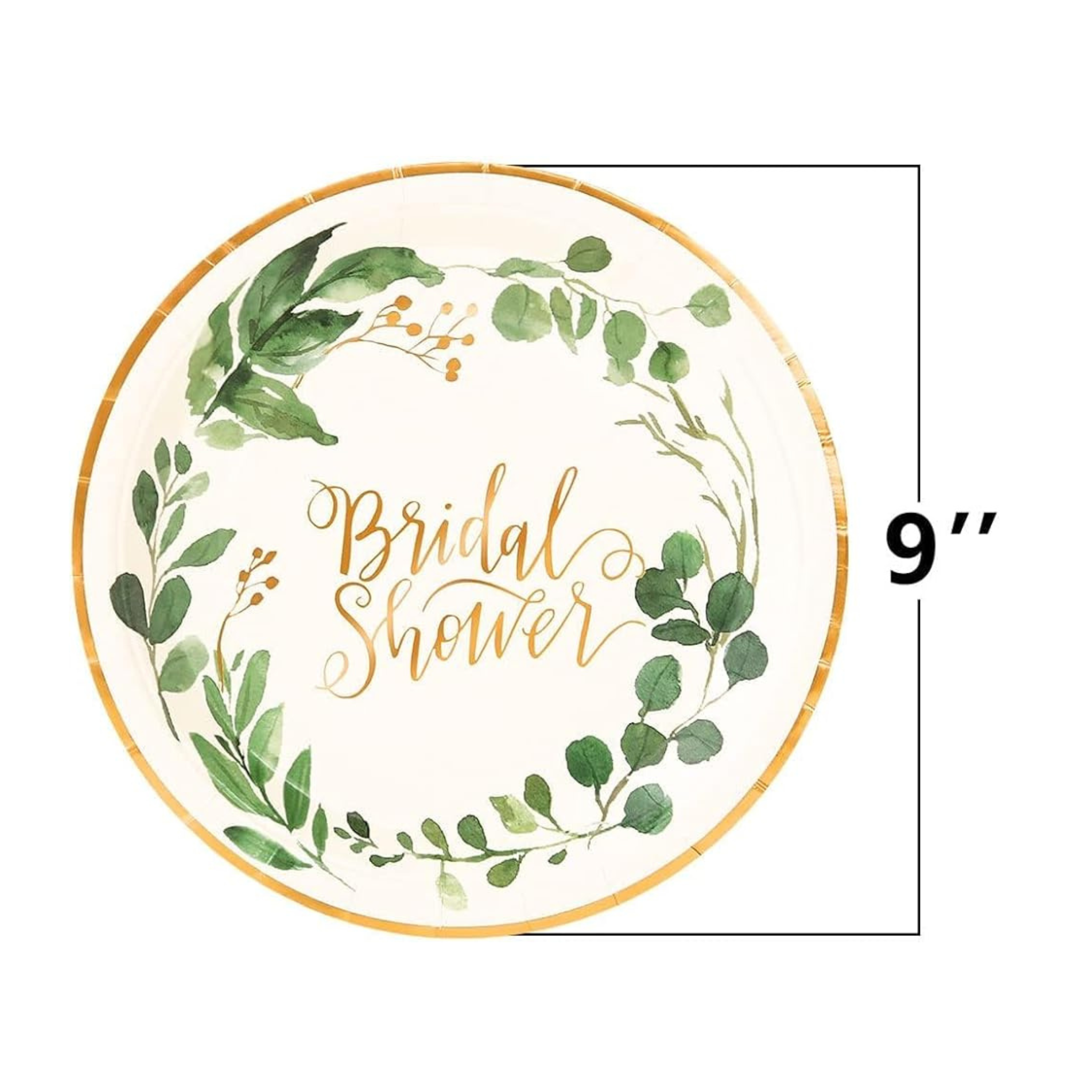 Gold Bridal Shower Decorations 9 Inch Paper Plates Set