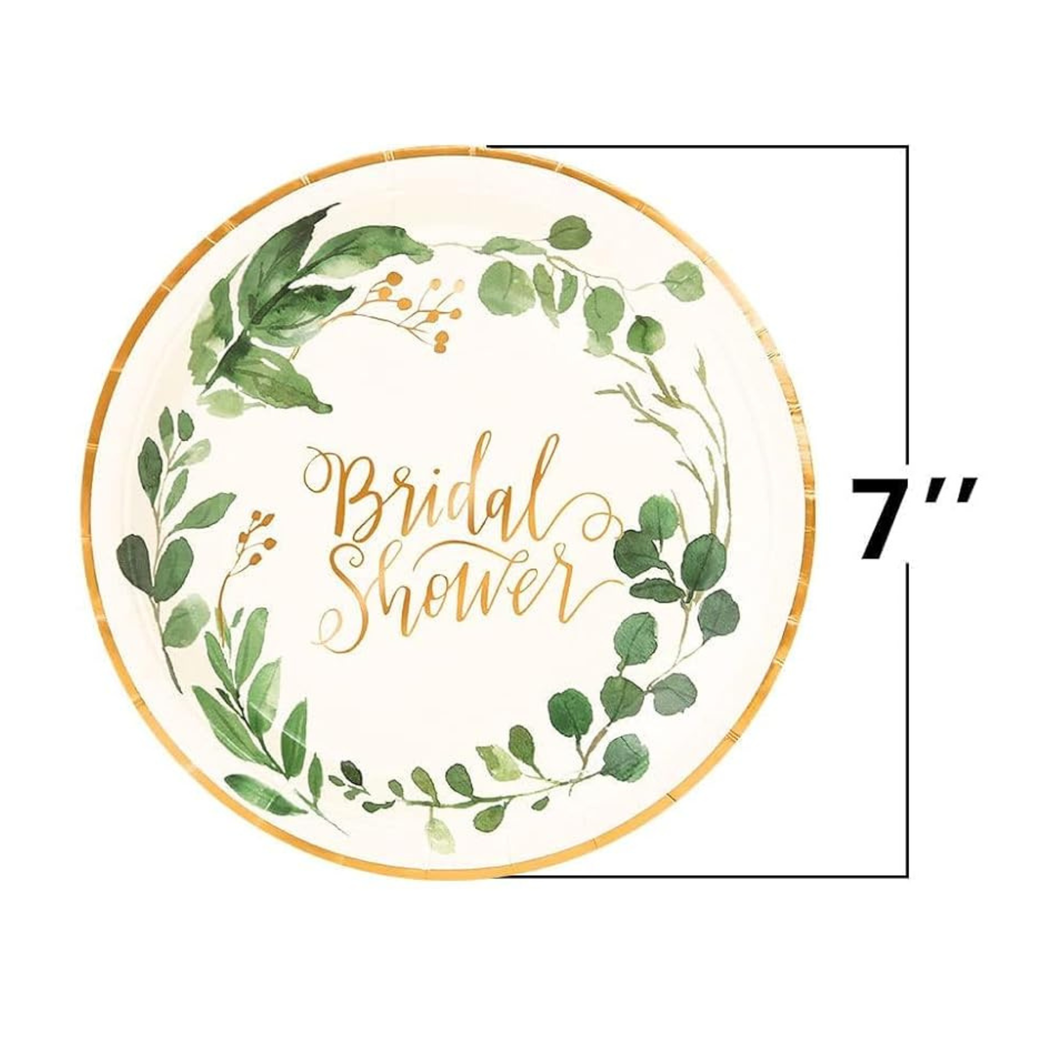 Gold Bridal Shower Decorations 7 Inch Paper Plates Set