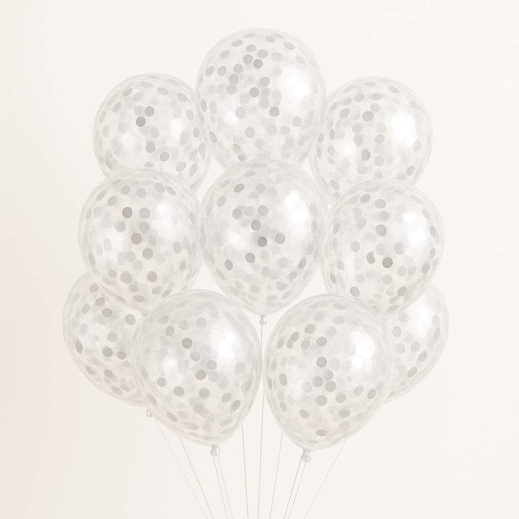 Silver Confetti Helium Balloon Bunch-10pcs