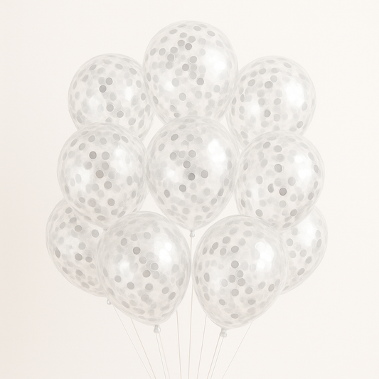 Silver Confetti Helium Balloon Bunch-5pcs