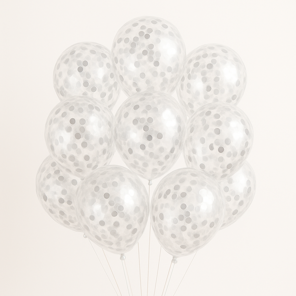 Silver Confetti Helium Balloon Bunch-5pcs