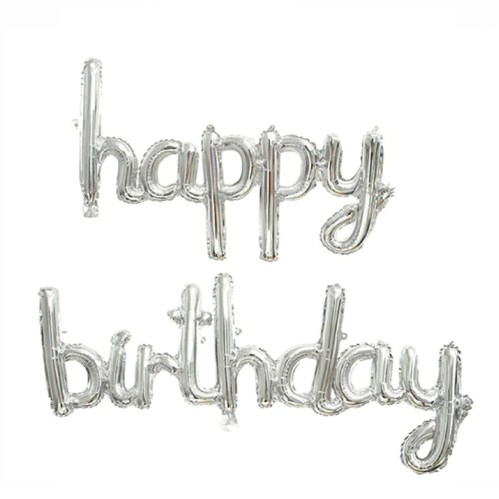 Happy Birthday English Conjoined Letter Foil Banner (Silver)