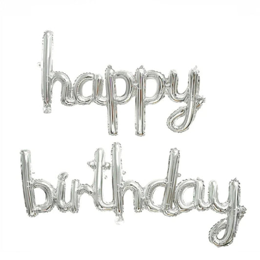 Happy Birthday English Conjoined Letter Foil Banner (Silver)
