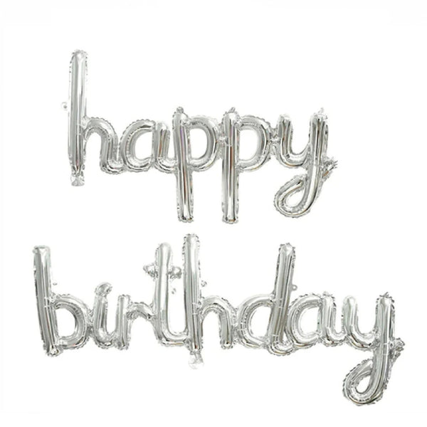 Happy Birthday English Conjoined Letter Foil Banner (Silver)