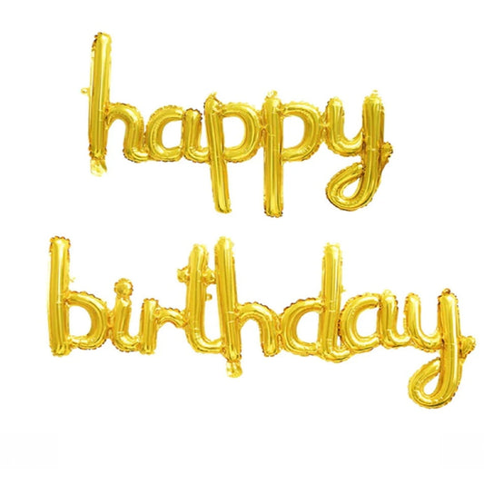 Happy Birthday English Conjoined Letter Foil Banner (Gold)