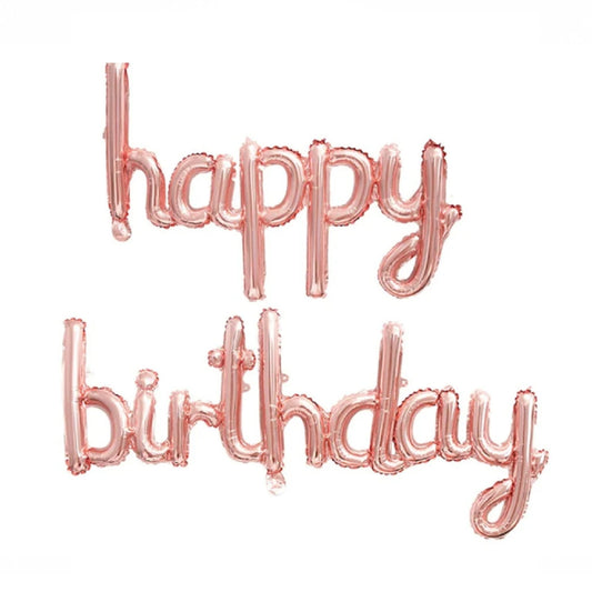 Happy Birthday English Conjoined Letter Foil Banner (Rose Gold)
