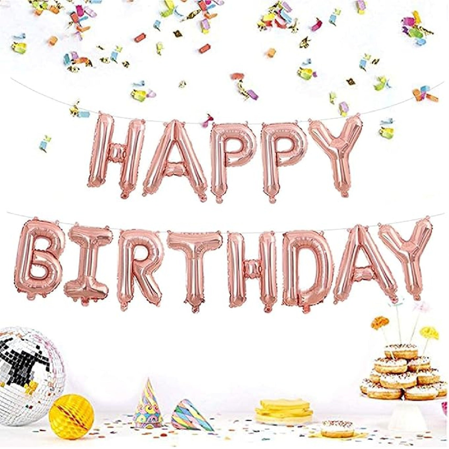 Happy Birthday Foil Banner 16inch (Rose Gold)
