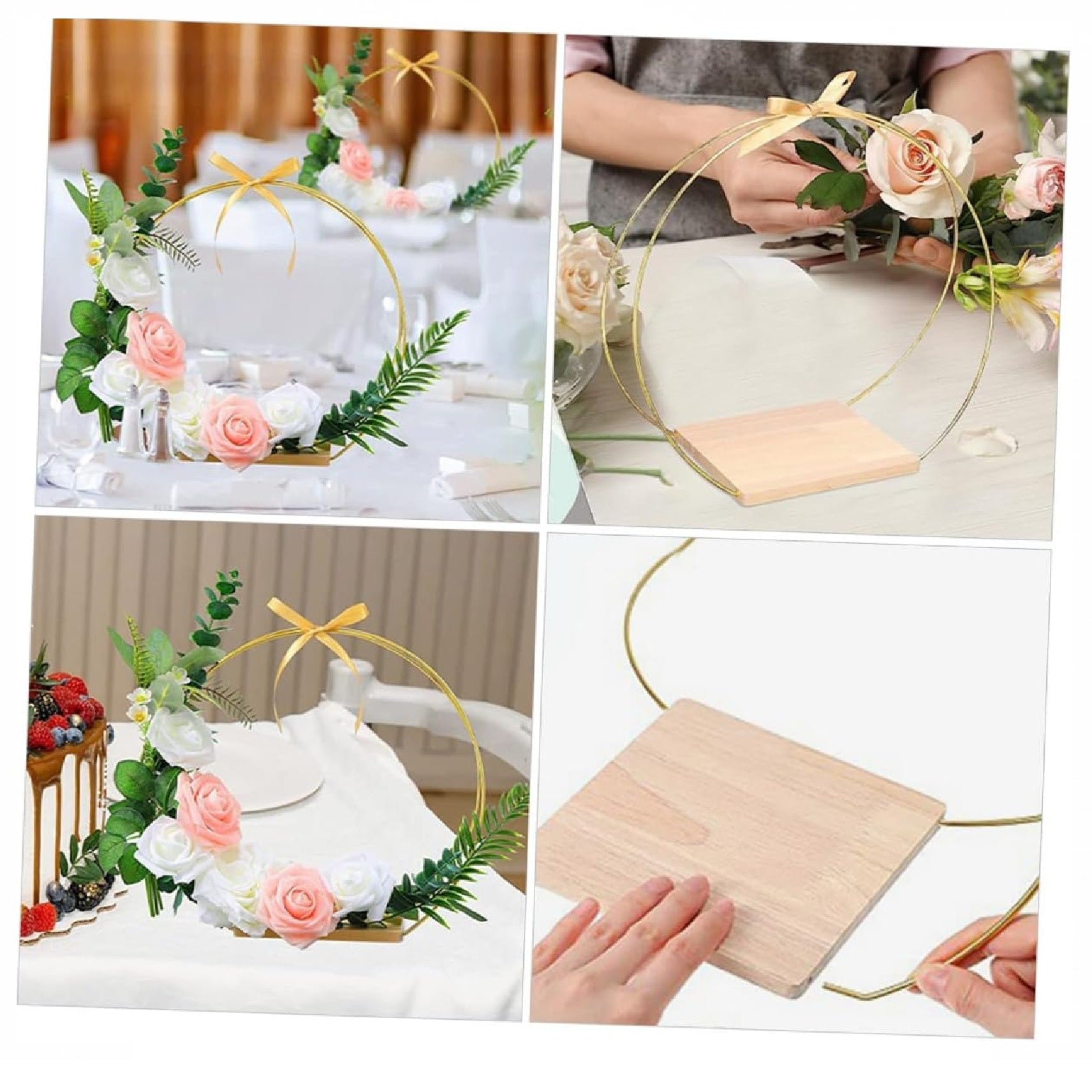 Gold Metal Floral Hoop Table Centerpiece