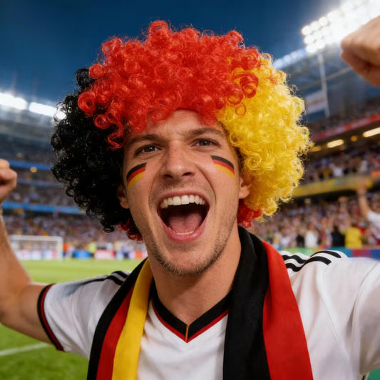 FIFA World Cup Fan Cheering Wig - Black Red Yellow Color