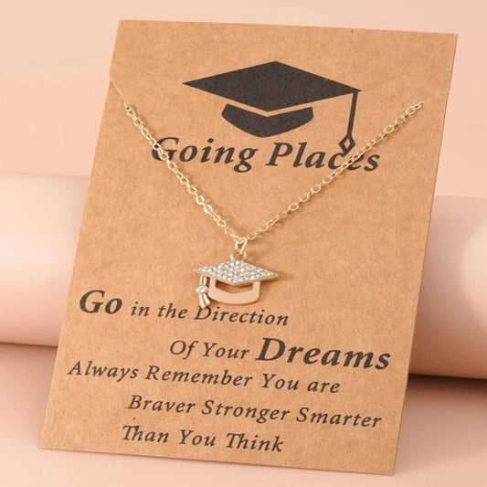 Rhinestone Graduation Cap Necklace