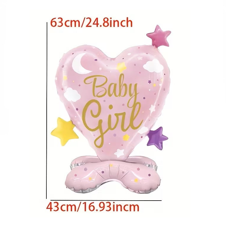 Gender Reveal Heart Foil Balloon Standing - Pink