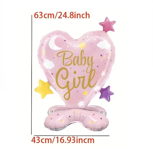 Gender Reveal Heart Foil Balloon Standing - Pink