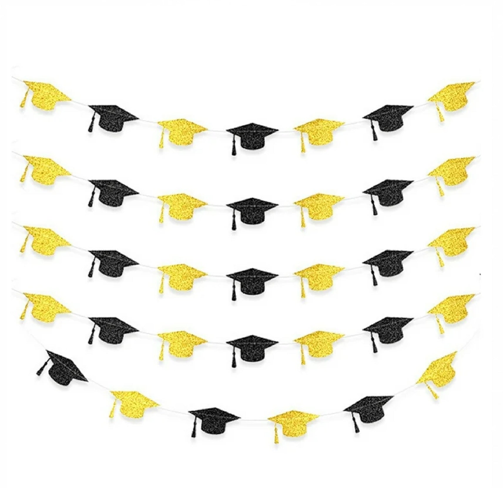Graduation Garland Hat Gold & Black - 2 M