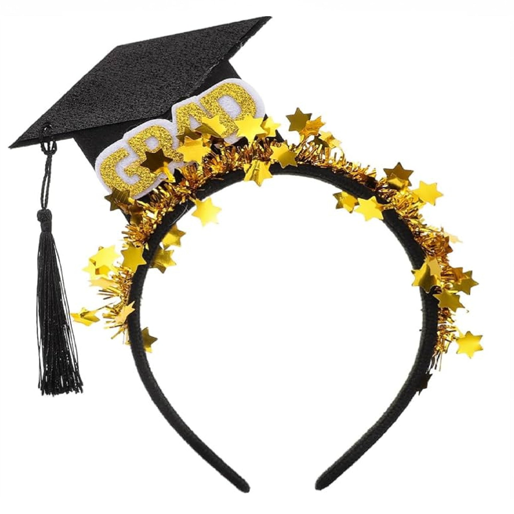 Graduation Cap Headband Glitter Stars Tassel