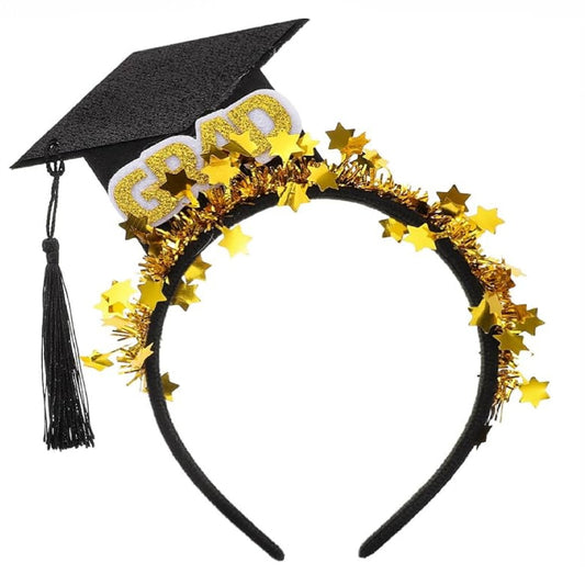 Graduation Cap Headband Glitter Stars Tassel