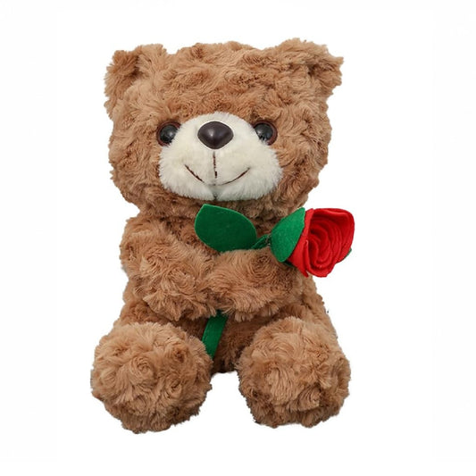 Cute Brown Bear with Rose Plush