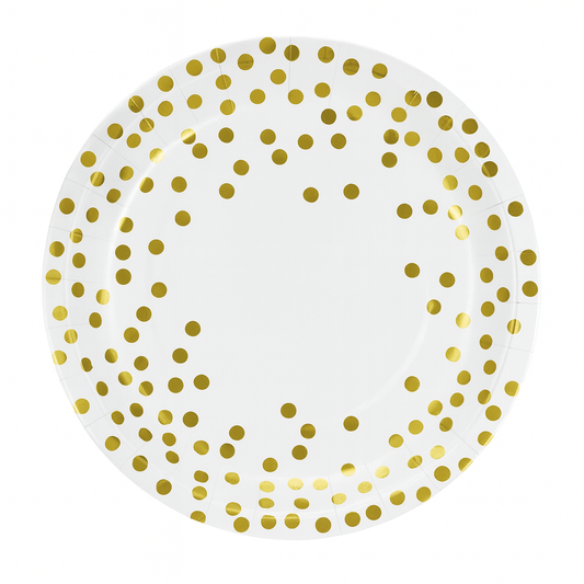 White and gold Theme 9" plates 10 Pcs