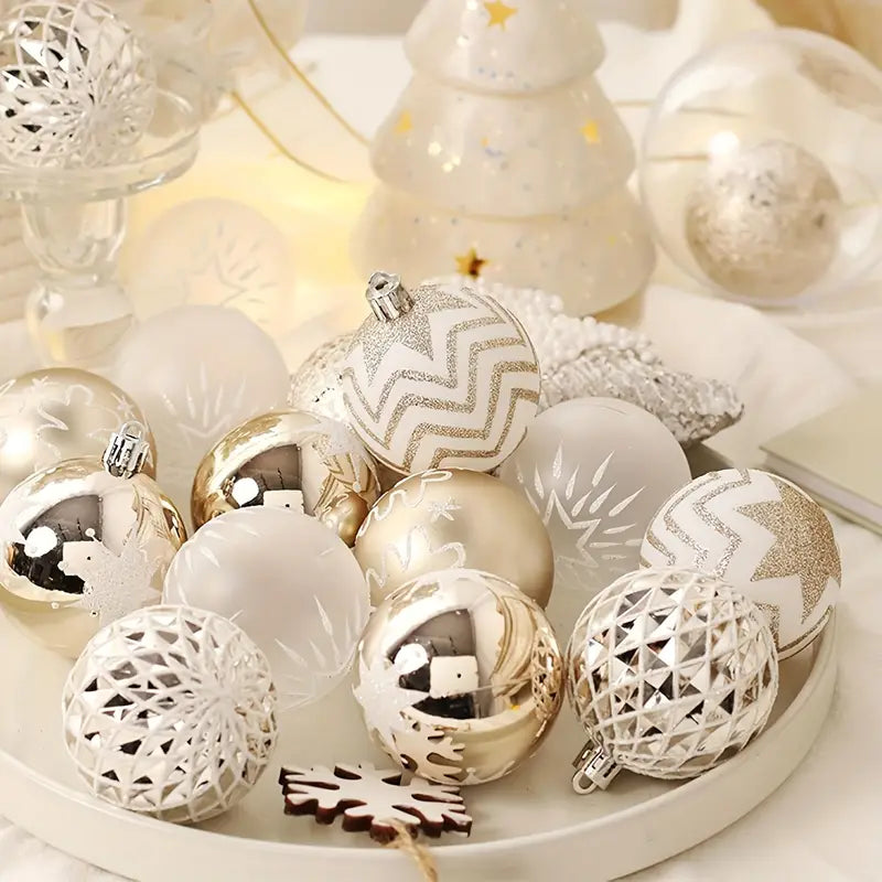 Christmas Champagne, Gold and White ornaments 16 pcs