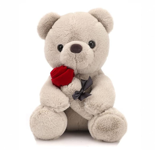 Gray Bear with Red Rose