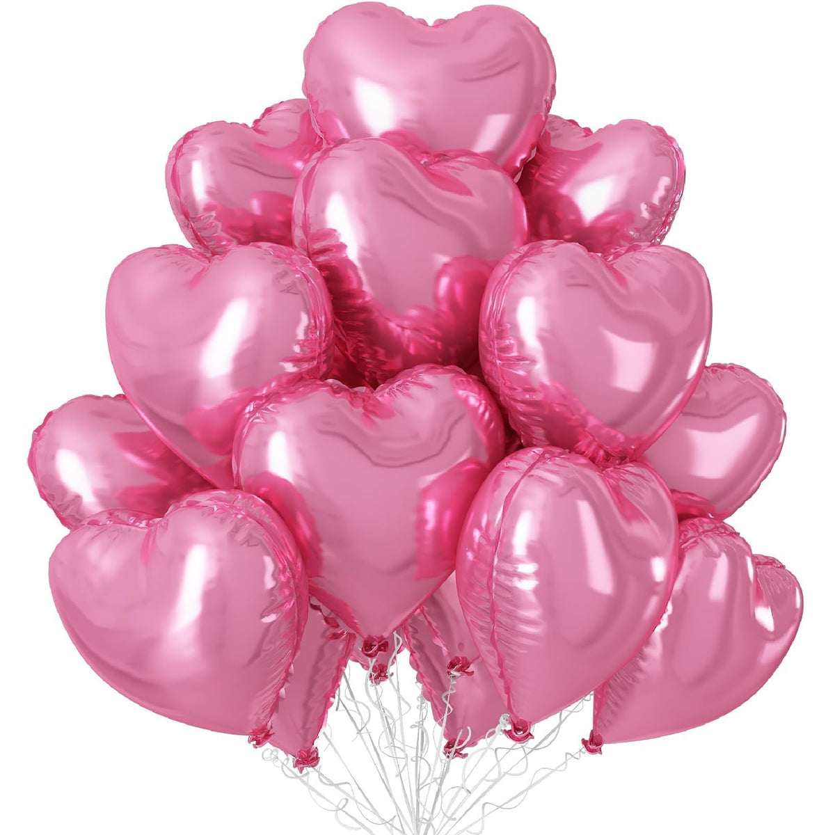 Heart Shape Helium Pink Foil Balloon Bouquet - 10 Pcs