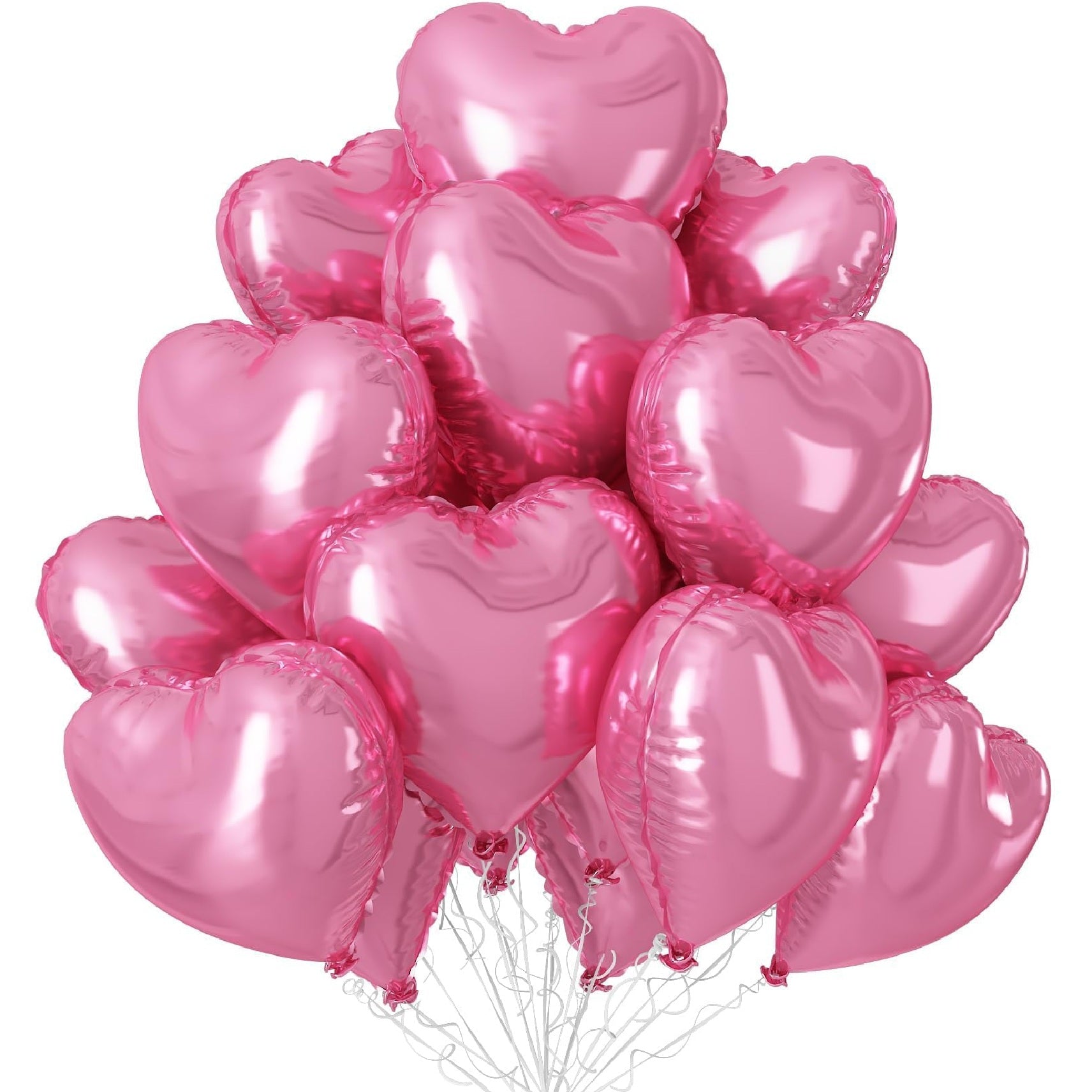 Heart Shape Helium Pink Foil Balloon Bouquet - 10 Pcs