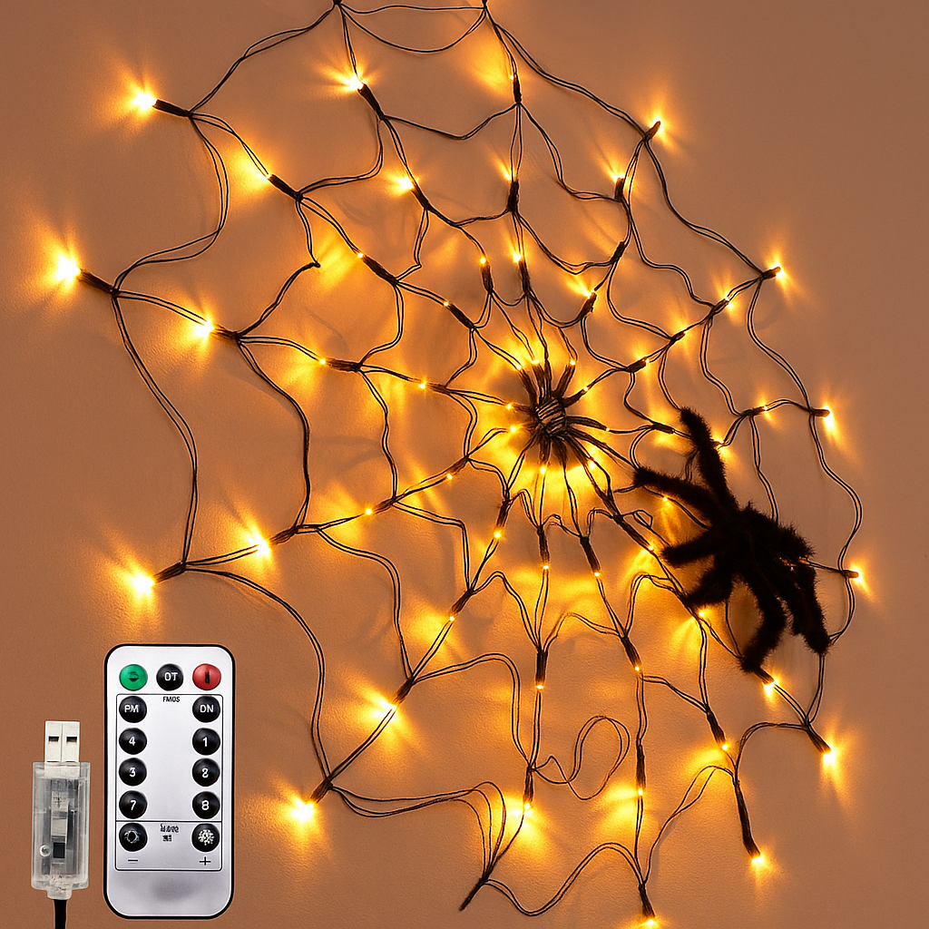 Spooky Illuminated Spider Web
