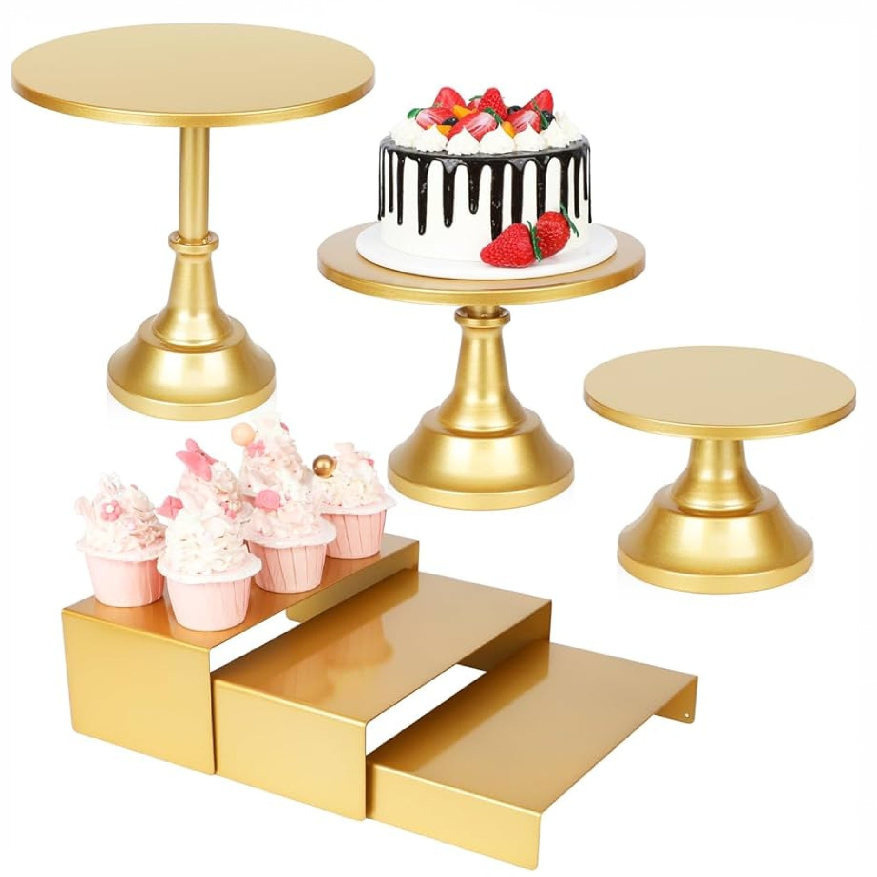 Gold Metal Cake & Dessert Stand Set