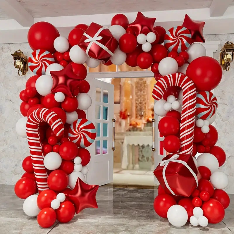 Christmas Candy Cane Balloon Garland