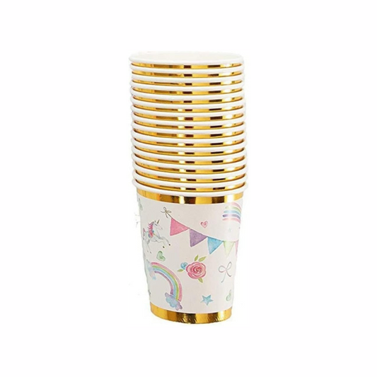 Gold Unicorn Theme Paper Cups Set