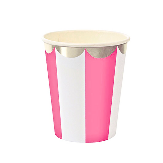 Pink Stripe Paper Cups Set