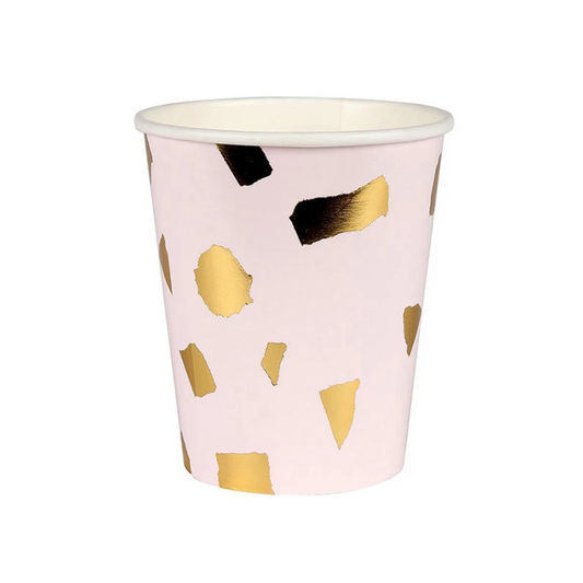 Rose Gold Foil Terazzo Paper Cups Set