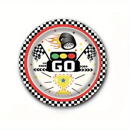 Racing Car Birthday Themed 7 Inch Paper Plates Set