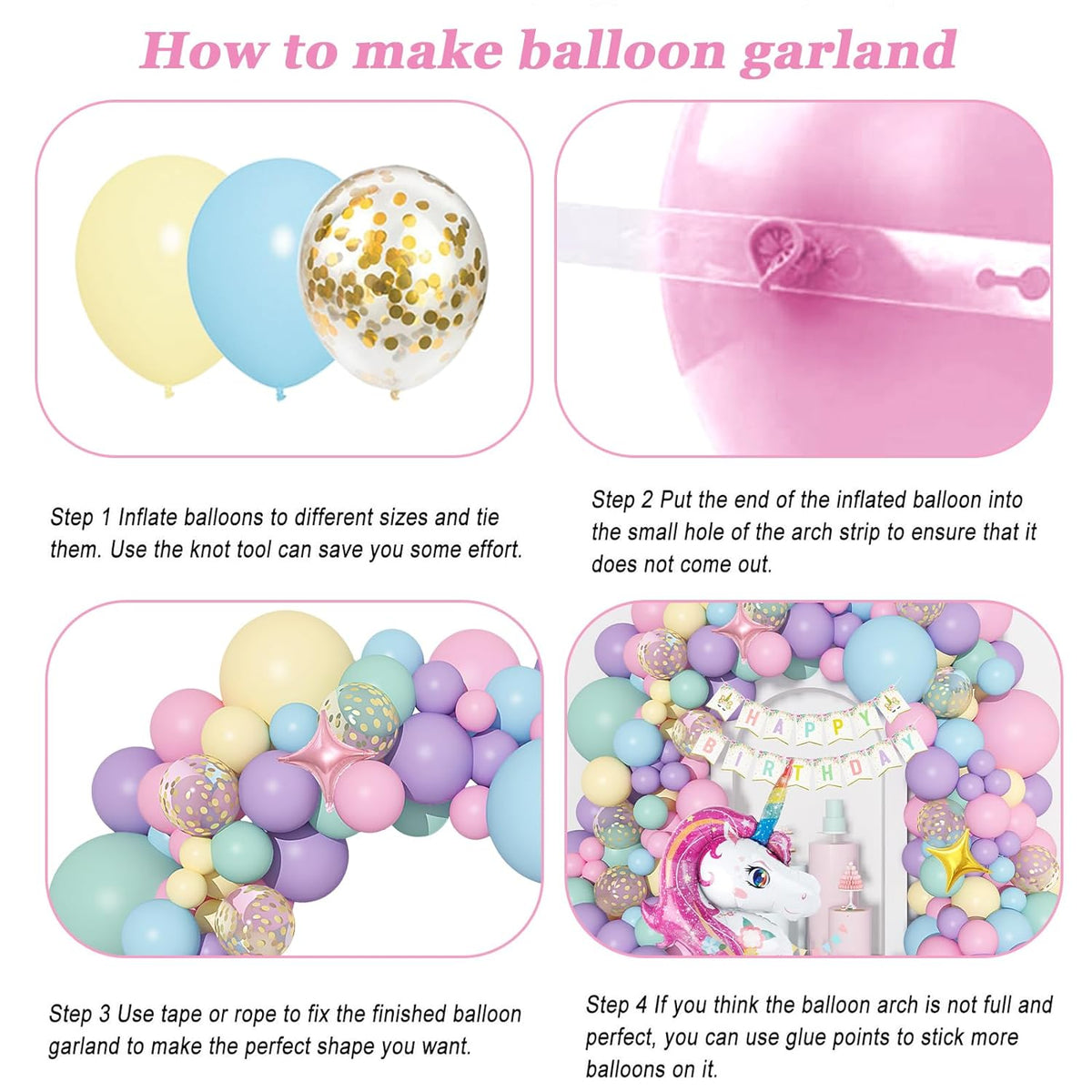 Unicorn Birthday Balloon Arch Decorations
