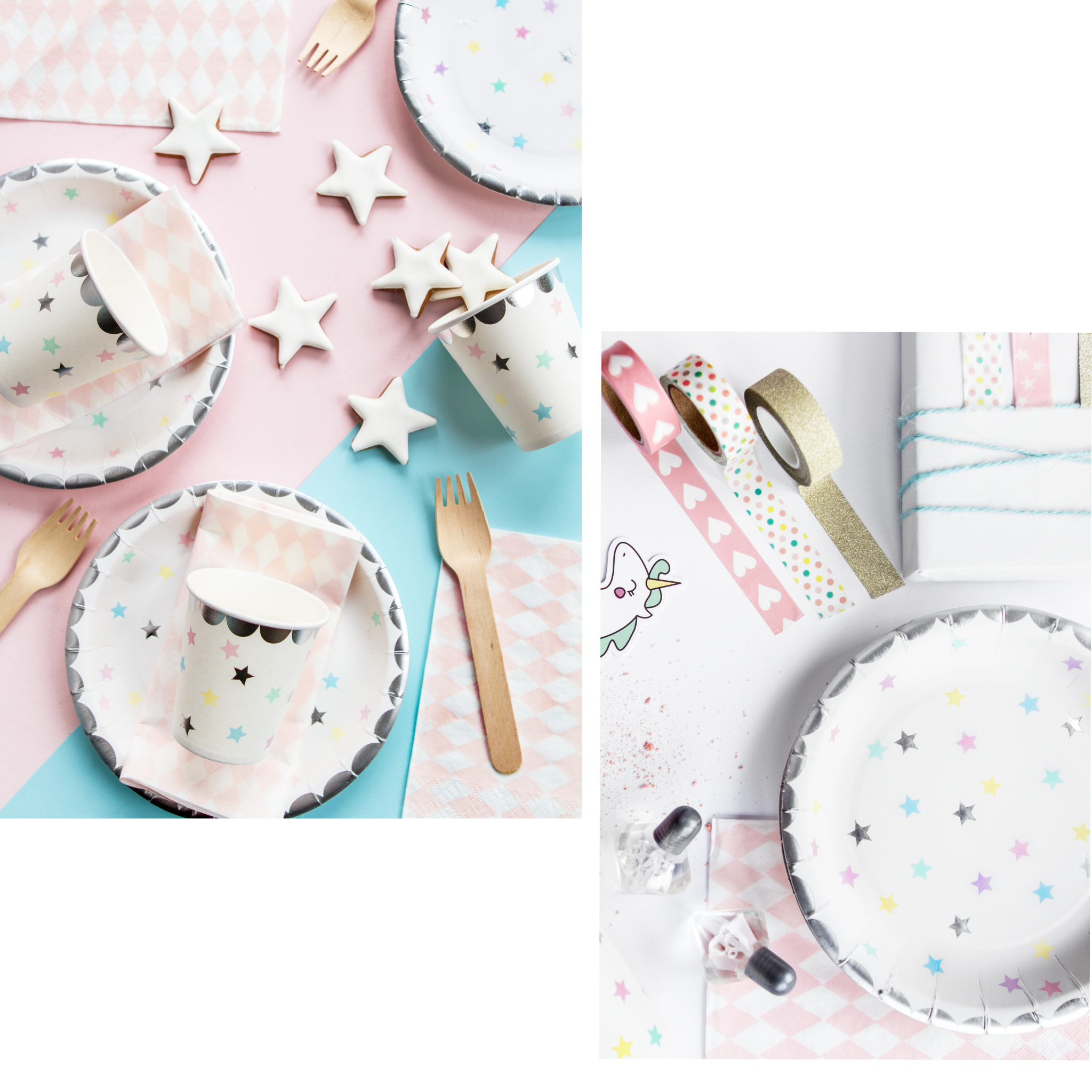 Unicorn Star Theme Paper Plates Set