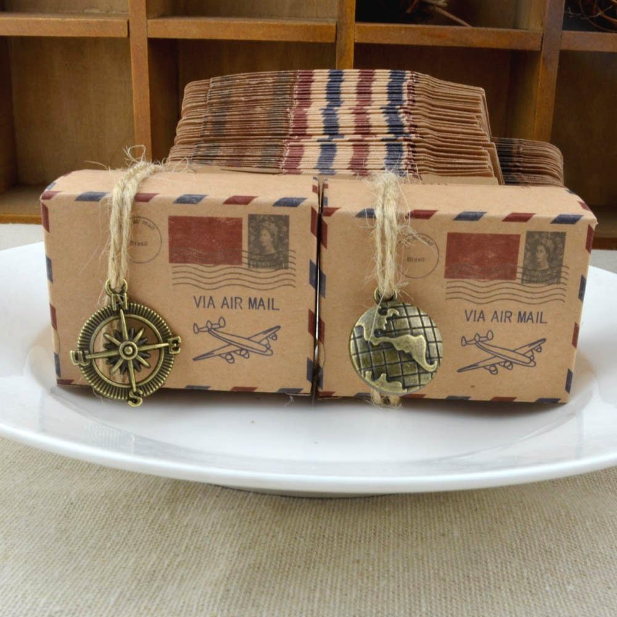 Vintage Kraft Paper Candy Favor Boxes Set