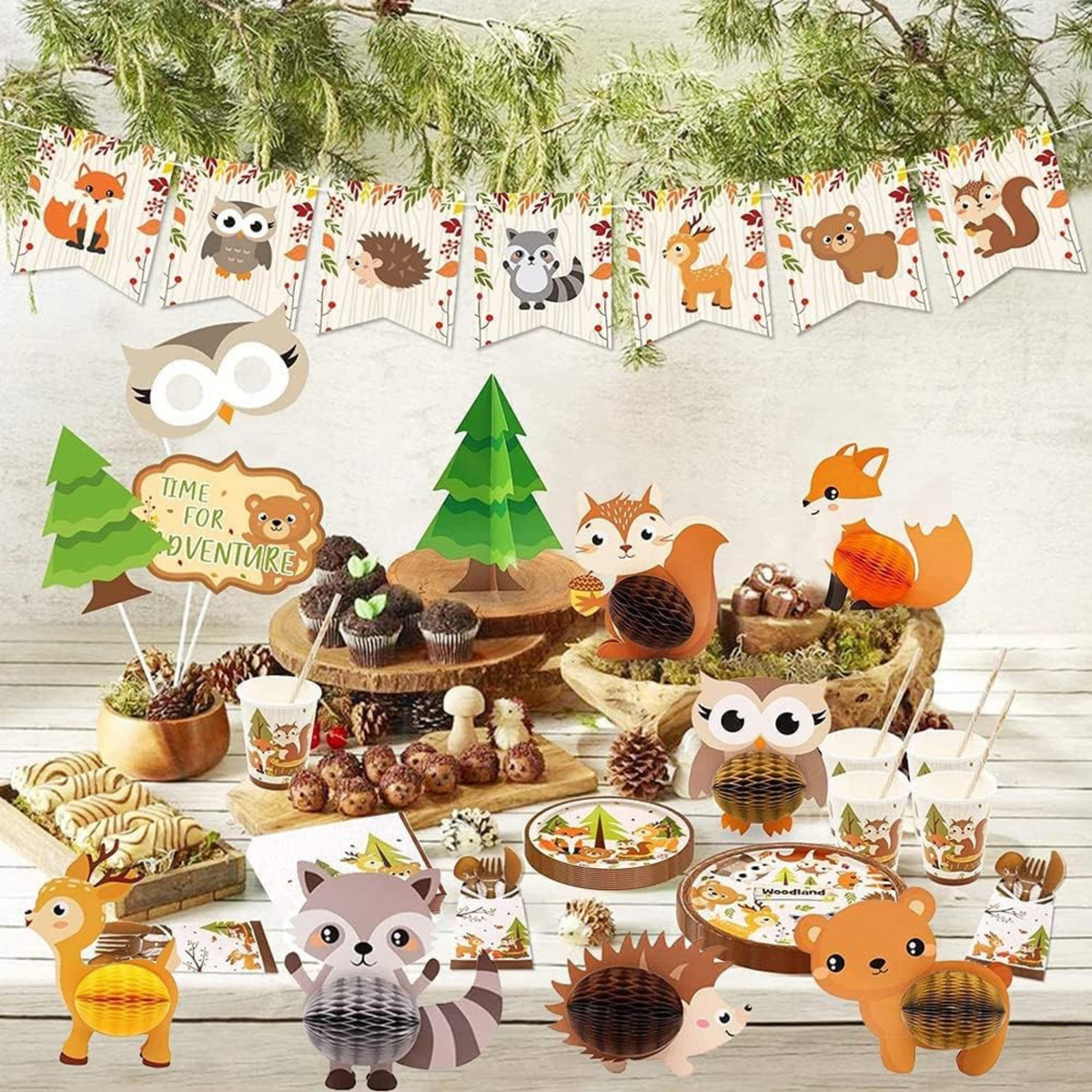 Woodland Animals Honeycomb Centerpieces Set