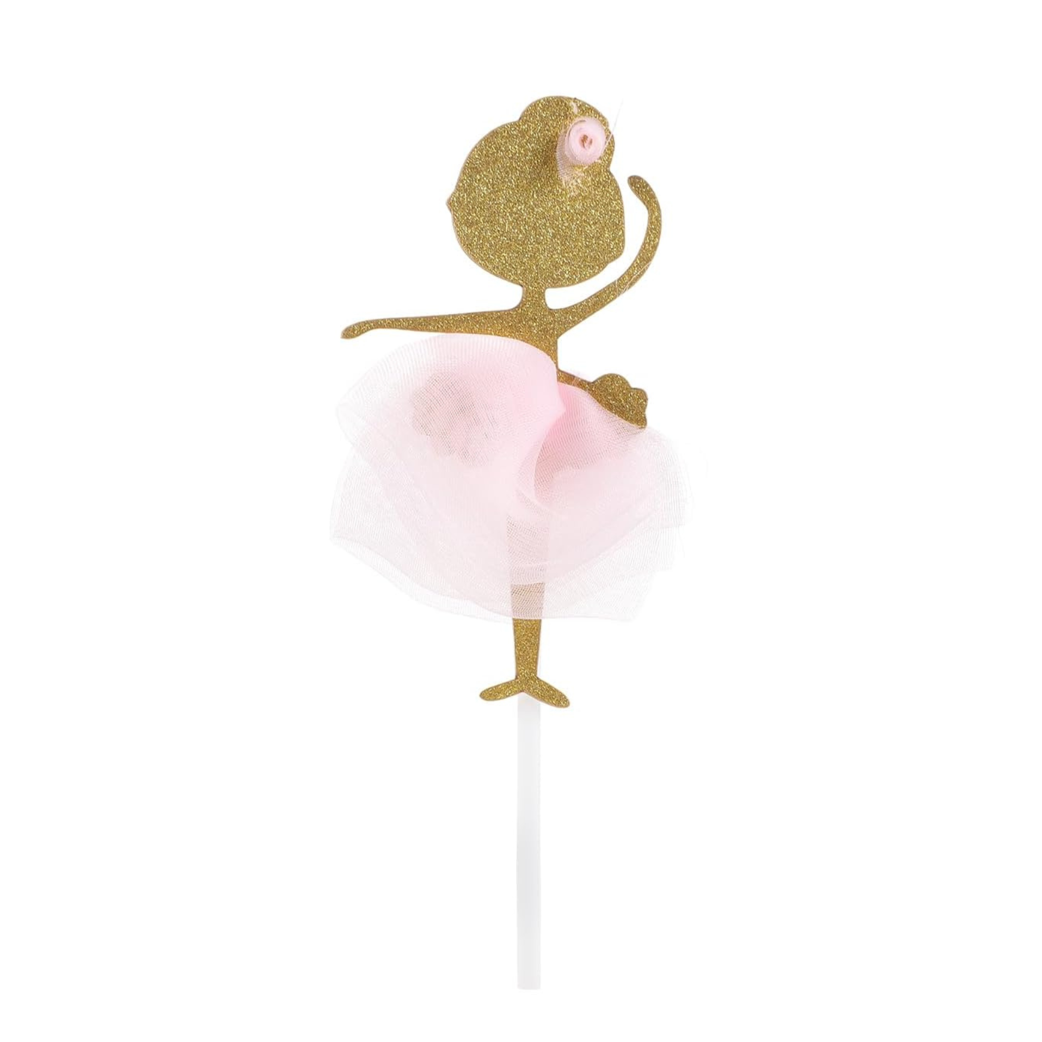 Gold Glitter Ballerina Cupcake Toppers Set