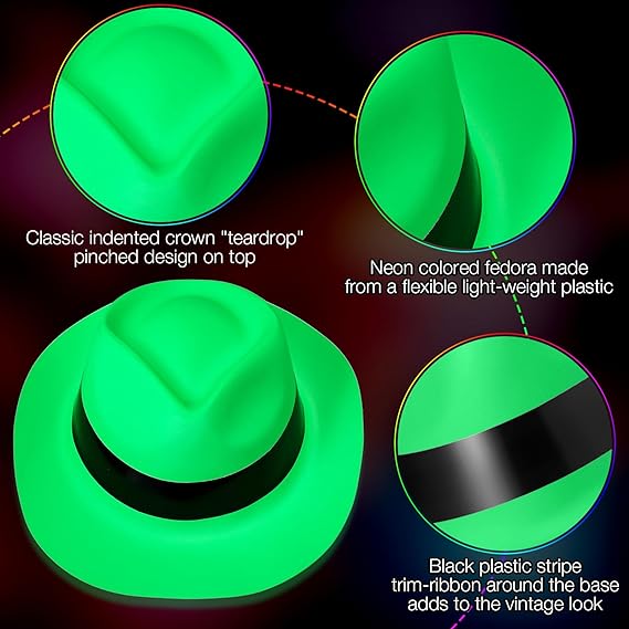 Neon Glow Party Hats & Glasses Combo Set
