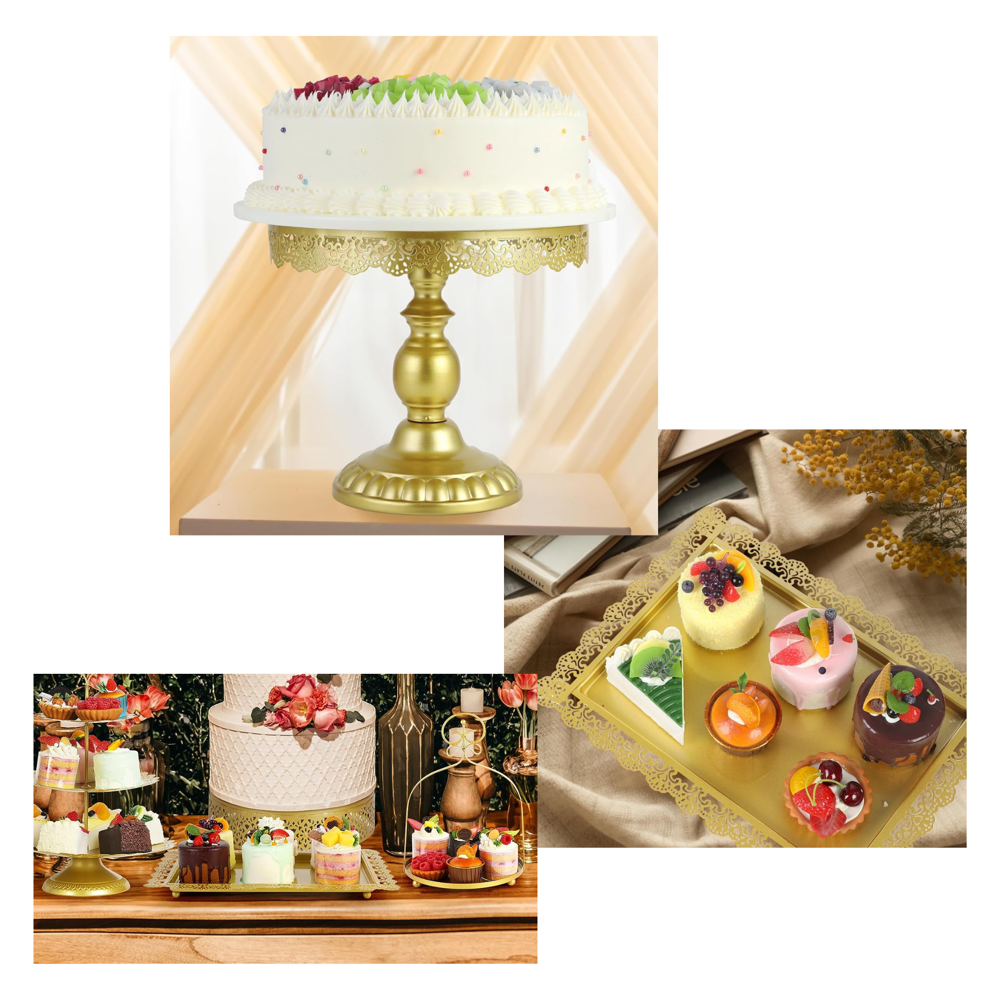 Gold Metal Dessert Cake Stand Set